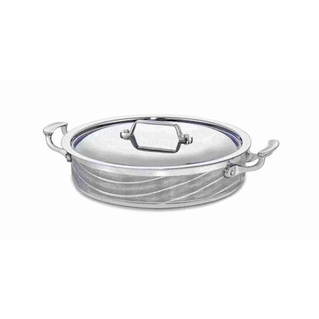 Bon Chef Cucina 6 Qt Pot W/Cover Wave Finish  Ind Bottom 12 3/8" Dia X 3" H / 6 Qt 60030WAVE